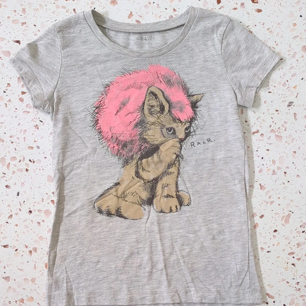 Old Navy | Grey Graphic Print T-shirt Kitty Lion | S